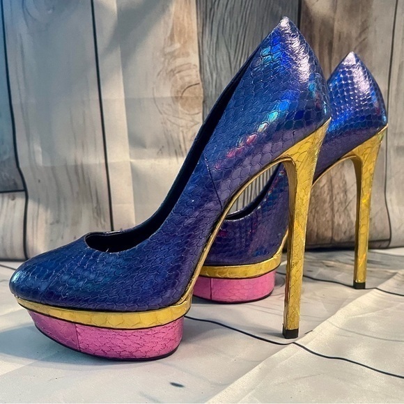 Brian Atwood Bf Fontanne DK BLUE SN Platform Women's Heels Shoes Size 6.5 NEW! - Picture 6 of 9